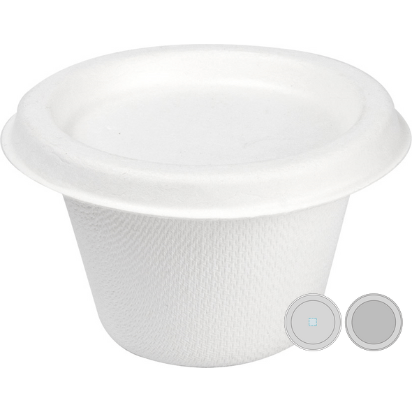 Mini Bowls with Lids "Bionic" White Bagasse